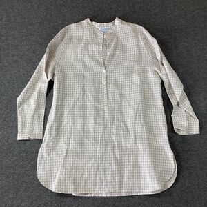 Charlotte Kellog 100% Linen Gingham Tunic Women XL Extra Large Coastal Grandma